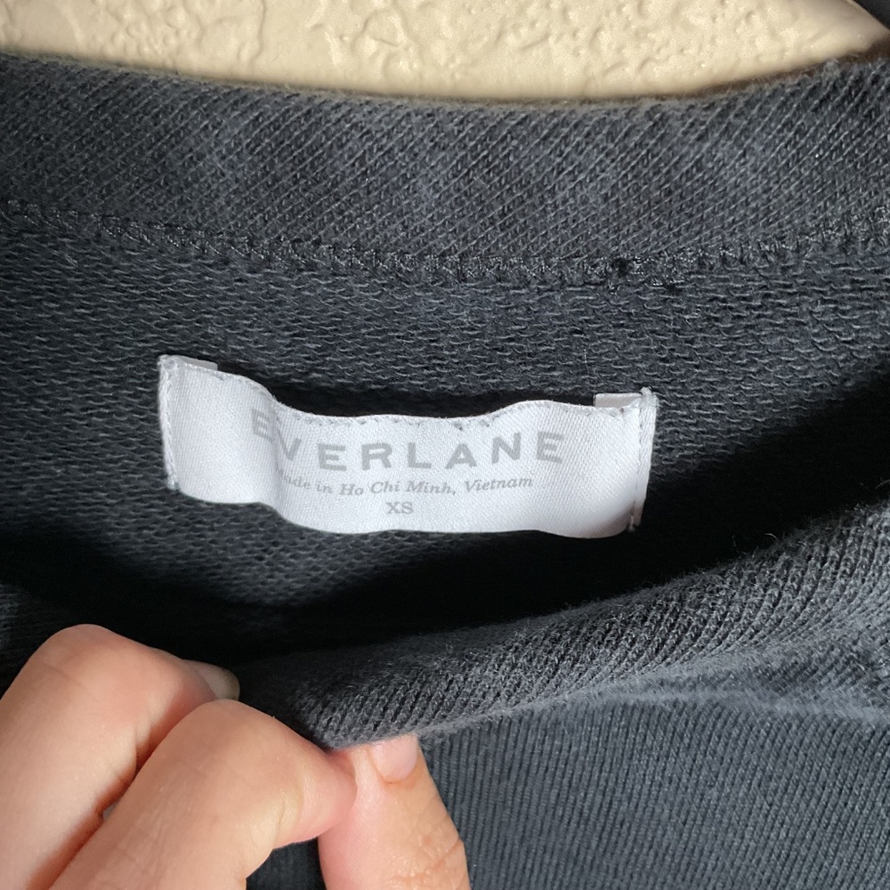 Everlane Womens Black XS Classic French Terry Sweatshirt Crew Neck Casual Cotton - Picture 3 of 4